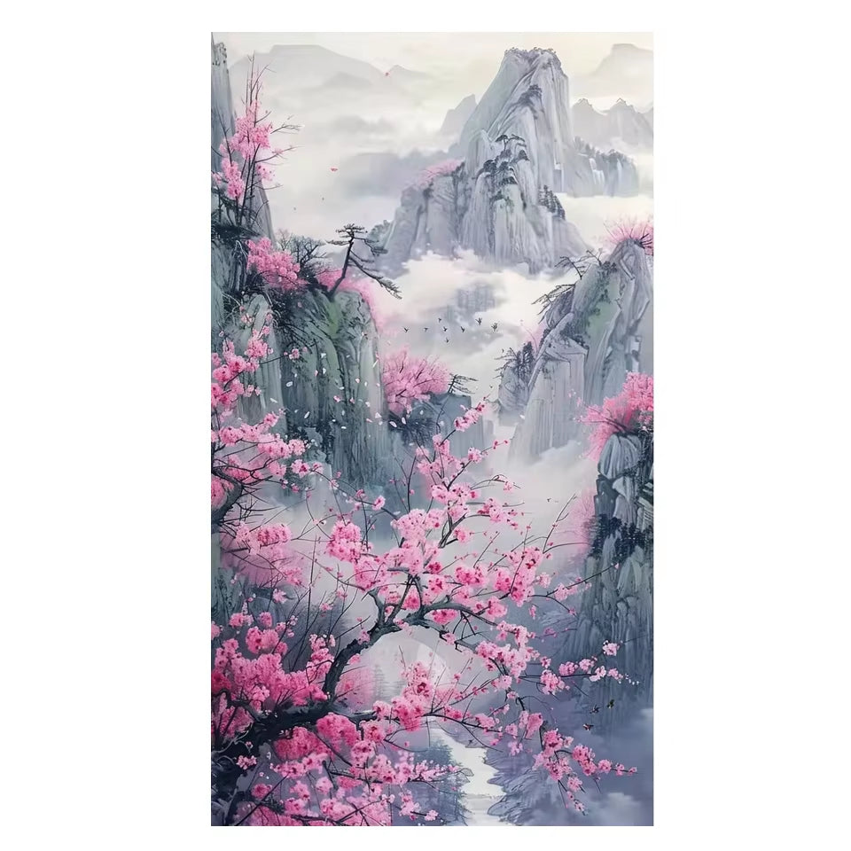 Diy Diamond Painting Large Size Sakura Valley Scenery Full Rhinestones Mosaic Embroidery Sale Cross Stitch Kits Home Wall Decor