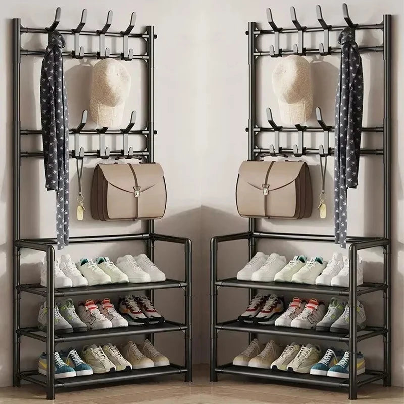 Clothes Hanger Multi-Layer Shoe Rack Doorway DIY Hat And Shoes Shelf Simple Floor-Standing Living Room Organizer Storage Racks