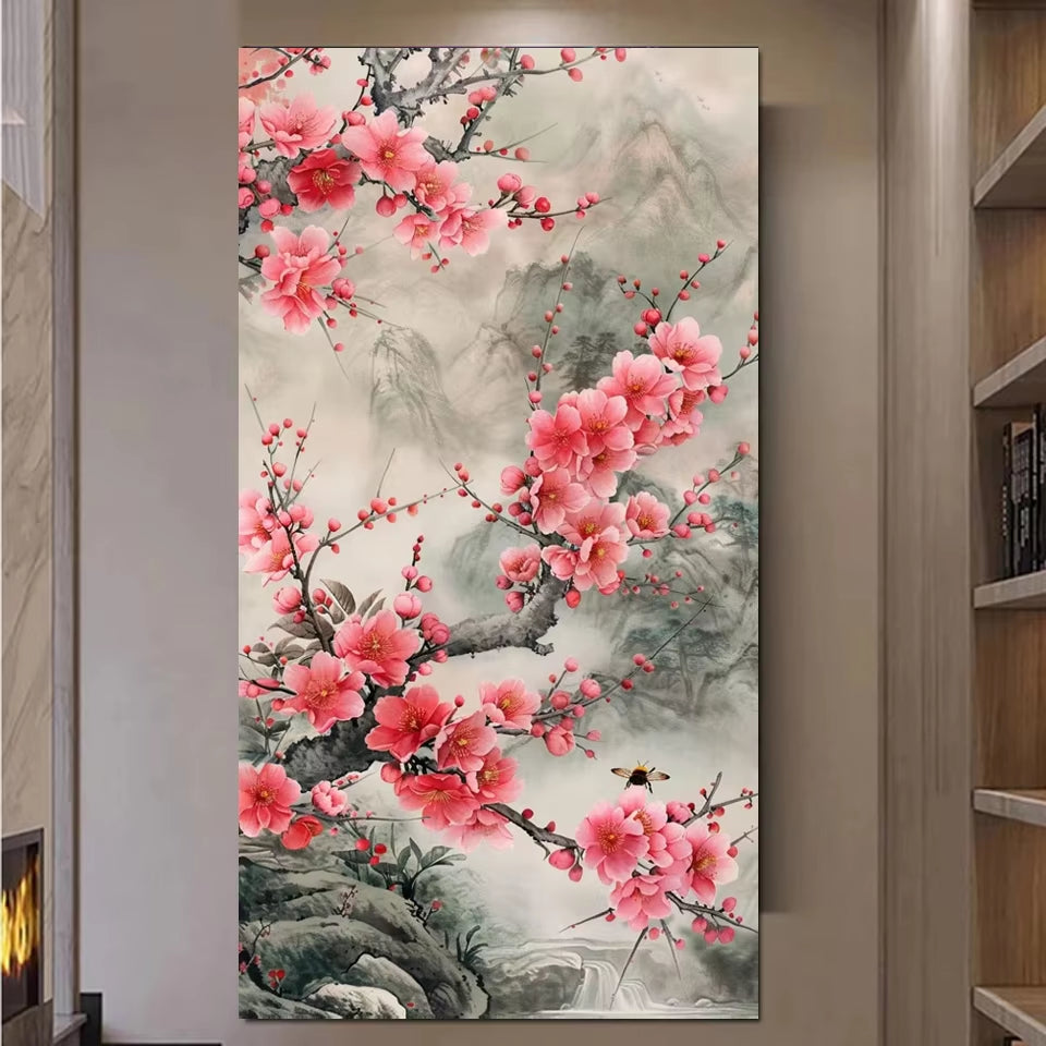 Diy Diamond Painting Large Size Sakura Valley Scenery Full Rhinestones Mosaic Embroidery Sale Cross Stitch Kits Home Wall Decor