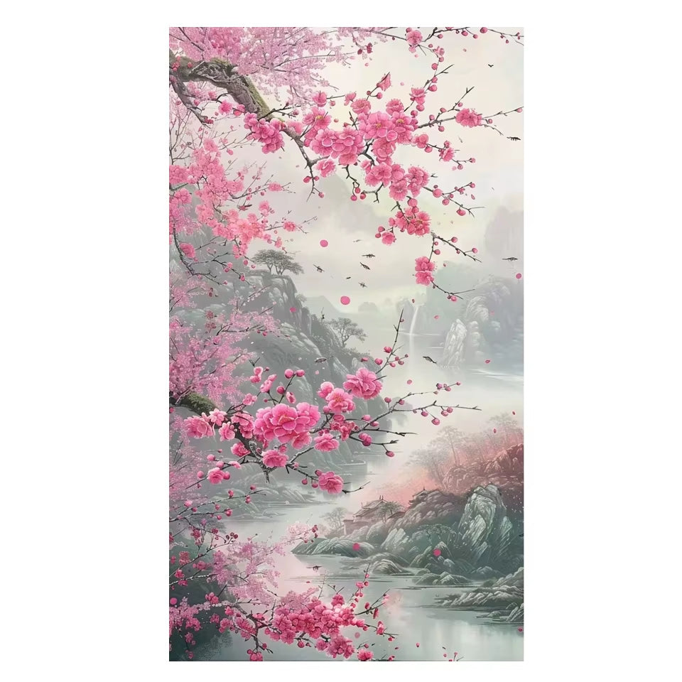 Diy Diamond Painting Large Size Sakura Valley Scenery Full Rhinestones Mosaic Embroidery Sale Cross Stitch Kits Home Wall Decor